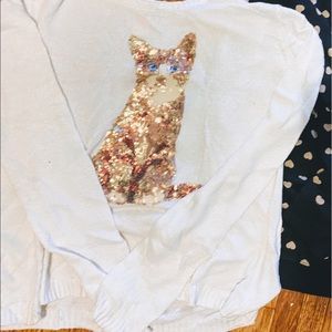Youth Sz 14 Cat & Jack Sequined Cat Sweater